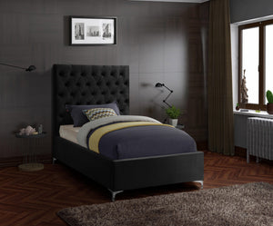 Robin Twin Bed In Black Velvet