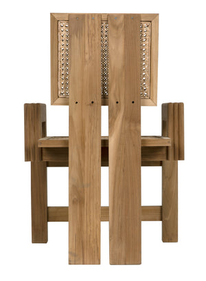 Fatima Teak and Caning Chair with Clear Coat Flat Finish