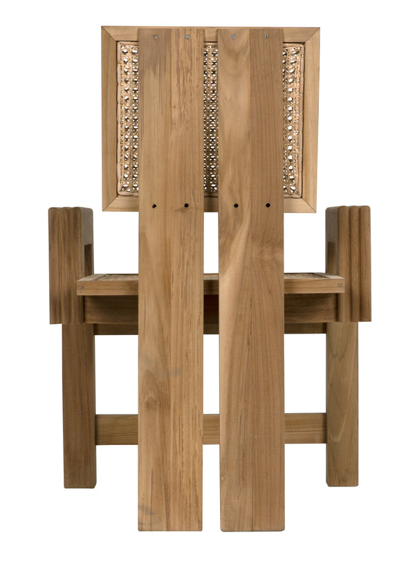 Fatima Teak and Caning Chair with Clear Coat Flat Finish