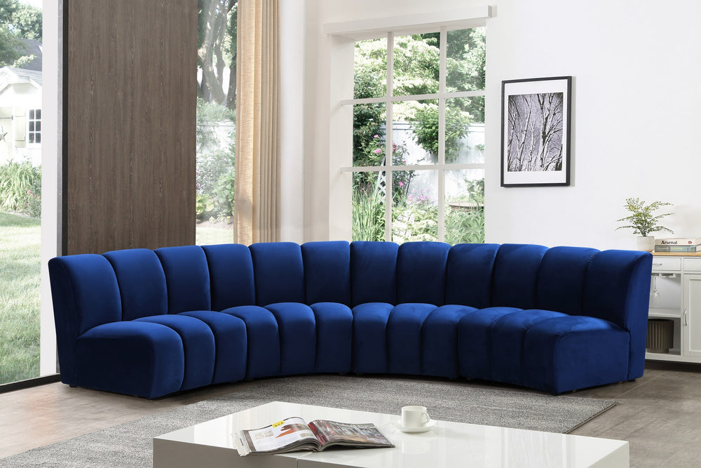 Lynda 4pc. Modular Sectional In Navy Velvet