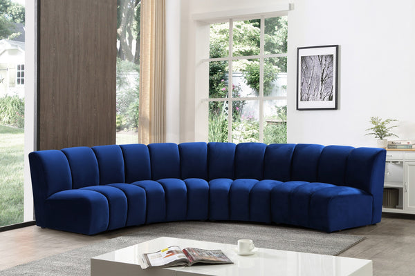 Lynda 4pc. Modular Sectional In Navy Velvet