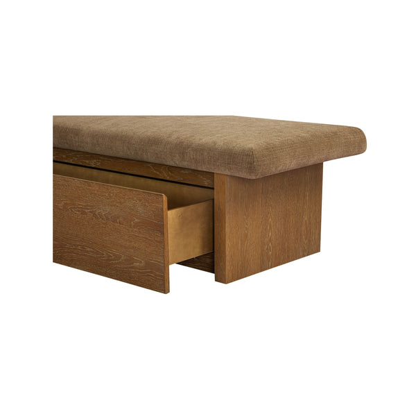 Gemma Storage Bench in Taupe Chenille