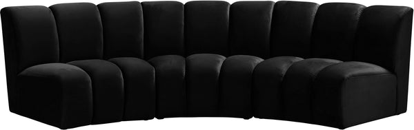 Lynda 3pc. Modular Sectional In Black Velvet