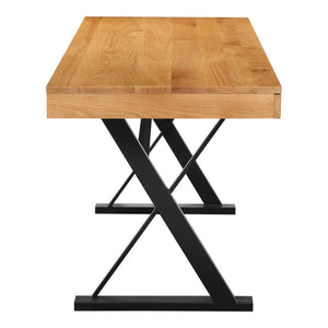 Moe's Profecto Desk in Natural Oak with Steel Frame