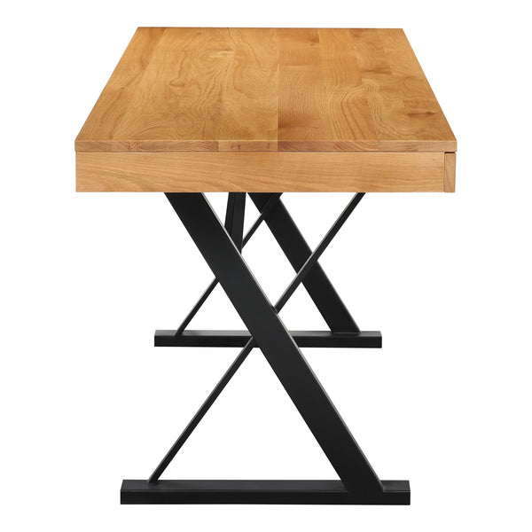 Moe's Profecto Desk in Natural Oak with Steel Frame
