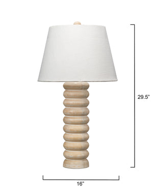 Abacus Mango Wood Table Lamp with Linen Shade