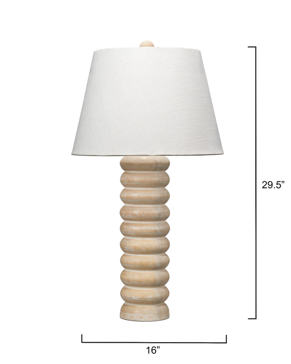 Abacus Mango Wood Table Lamp with Linen Shade