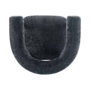 Vincent Chenille Accent Arm Chair Black Legs, Grenada Charcoal 