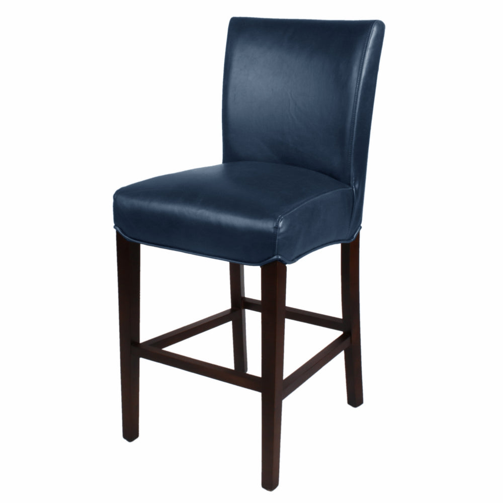 Milton Bonded Leather Counter Stool Wenge Legs In Vintage Blue
