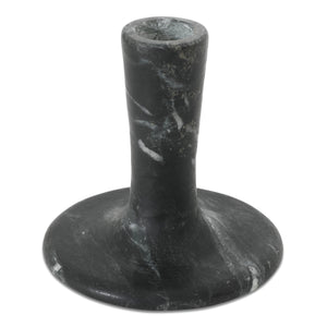 East Short Candle Holder in Black Veined Marble