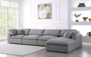 Carmen Cloud Modular Sectional In Grey Linen Fabric
