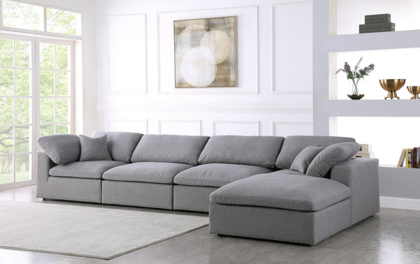 Carmen Cloud Modular Sectional In Grey Linen Fabric