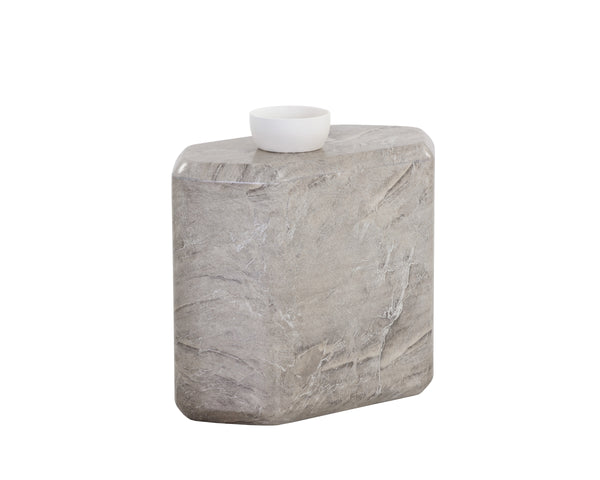 SPEZZA SIDE TABLE - LOW - MARBLE LOOK - GREY