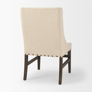 Kensington I  Cream Fabric and Solid Wood Dining Chair