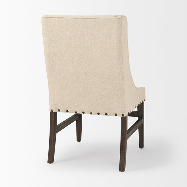 Kensington I  Cream Fabric and Solid Wood Dining Chair