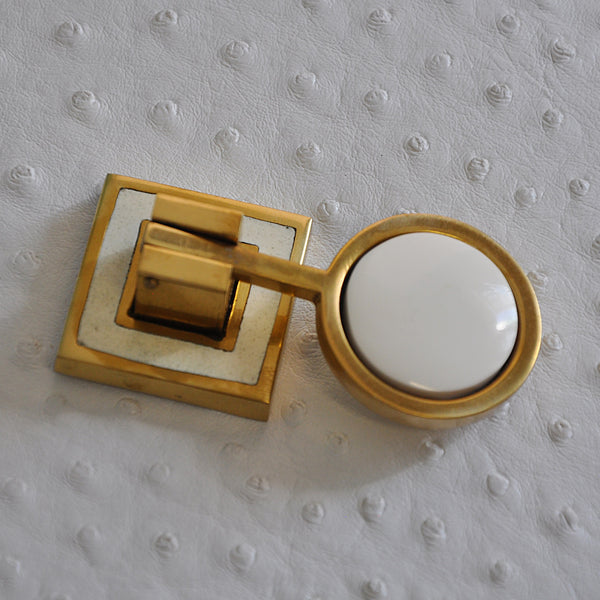 BRASS PULL KNOB WITH INSET RESIN IN CREAM