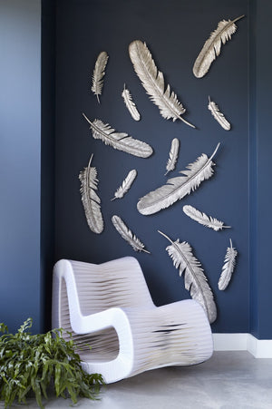 Feathers Wall Art, Silver Leaf, Set of 2