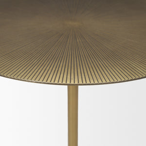 Rini Gold Metal and White Marble Accent Table
