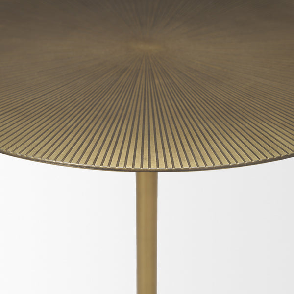 Rini Gold Metal and White Marble Accent Table