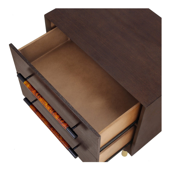 Callan KD Nightstand/Side Table 2 Drawers, Dark Walnut