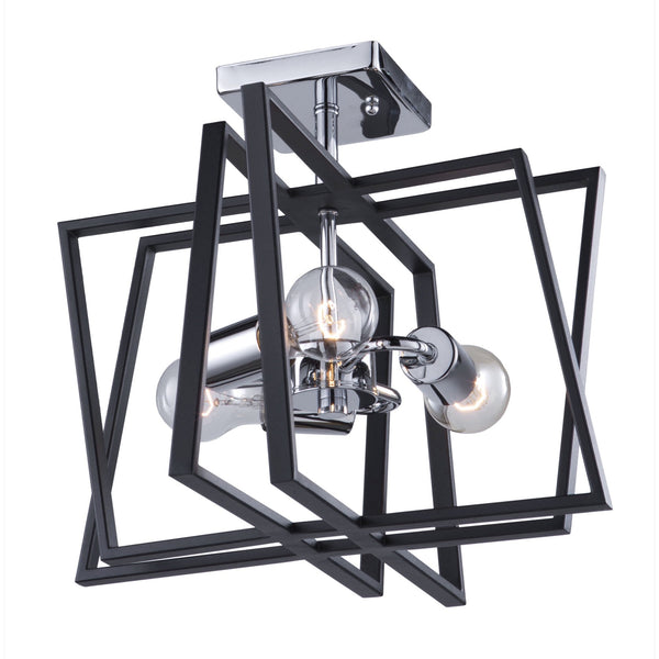 Middleton AC11383 Semi-Flush Mount in Matte Black & Polished Chrome