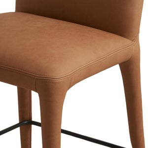 Monza Stool In Heritage Camel Top Grain Leather - Counter