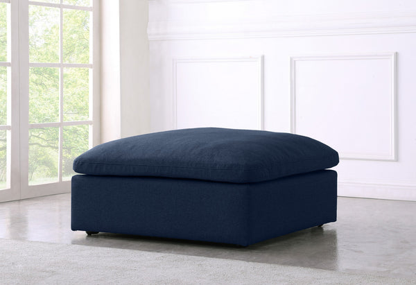 Carmen Cloud Ottoman In Navy Linen Fabric