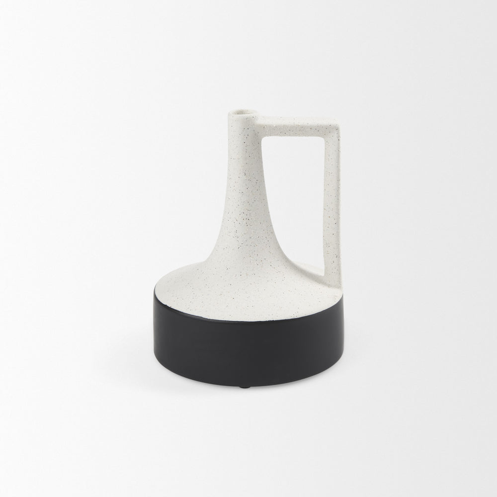 Burton 8.3H Small White and Black Ceramic Jug Vase
