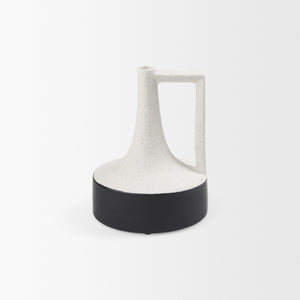 Burton 8.3H Small White and Black Ceramic Jug Vase