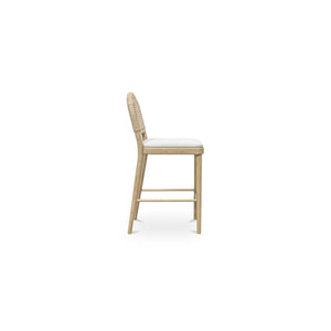 Claire Counter Stool with Oak and Beige Upholstery