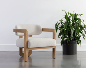 MADRONE LOUNGE CHAIR - RUSTIC OAK - HEATHER IVORY TWEED