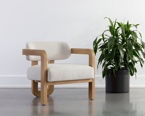 MADRONE LOUNGE CHAIR - RUSTIC OAK - HEATHER IVORY TWEED