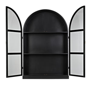 Yoke Hutch Industrial Steel and Glass Matte Black Cabinet