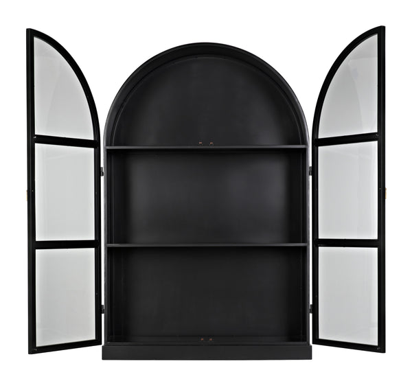 Yoke Hutch Industrial Steel and Glass Matte Black Cabinet