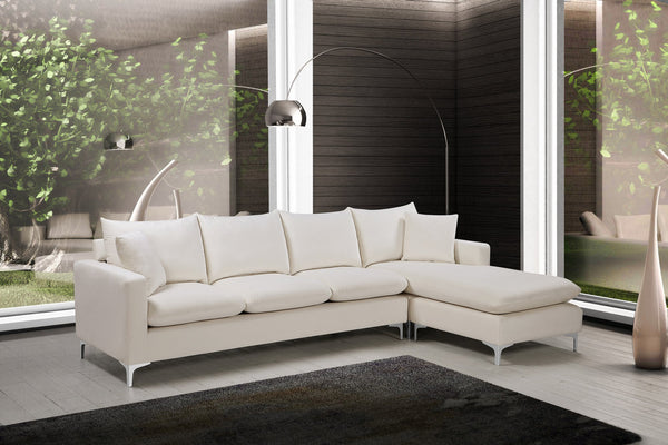 Lucy 2pc. Reversible Sectional In Cream Velvet