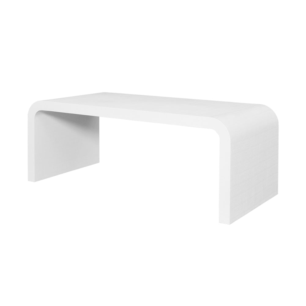 WATERFALL EDGE COFFEE TABLE IN TEXTURED WHITE LINEN