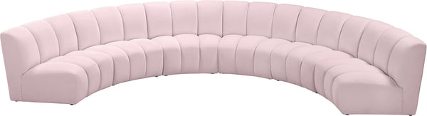 Lynda 6pc. Modular Sectional In Pink Velvet