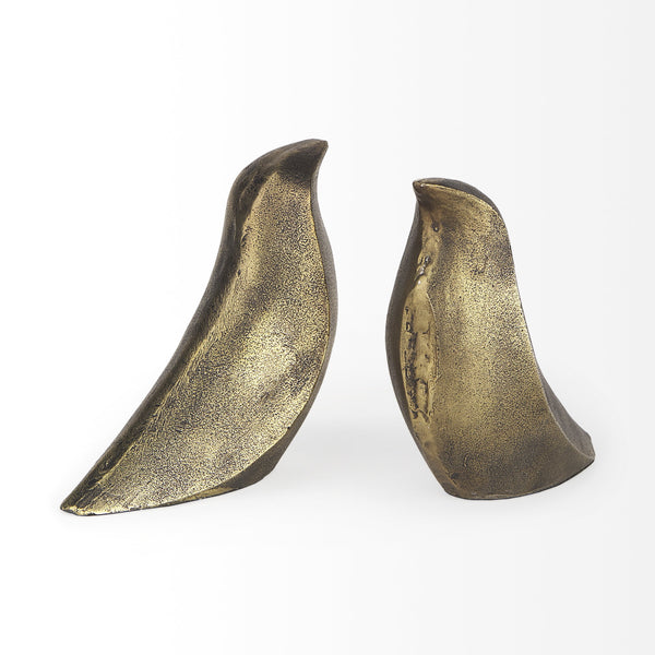 Dover (Set of 2) 15L x 4W Gold Aluminum Dove Bookends