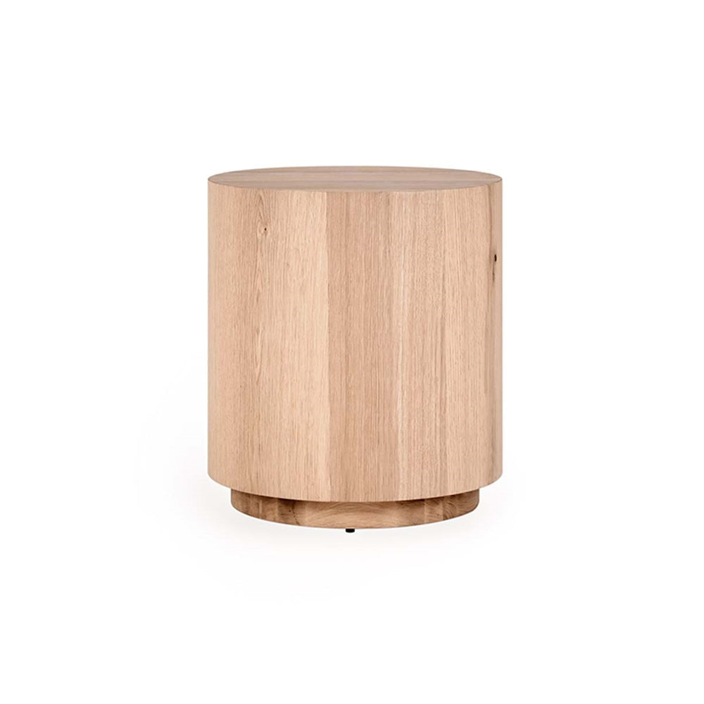 Layne Solid Wood Round End Table with Plinth Base