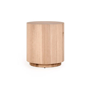 Layne Solid Wood Round End Table with Plinth Base