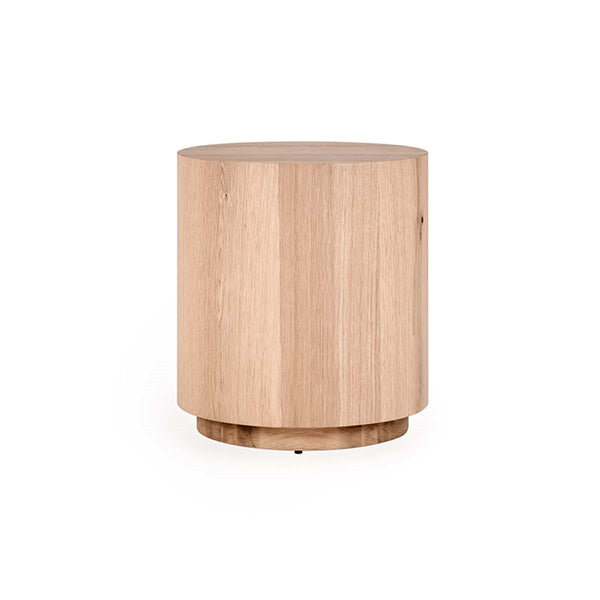 Layne Solid Wood Round End Table with Plinth Base