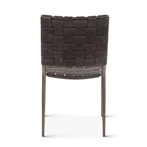 Copenhagen 18" Buffalo Leather and Iron Dining Chair, Black