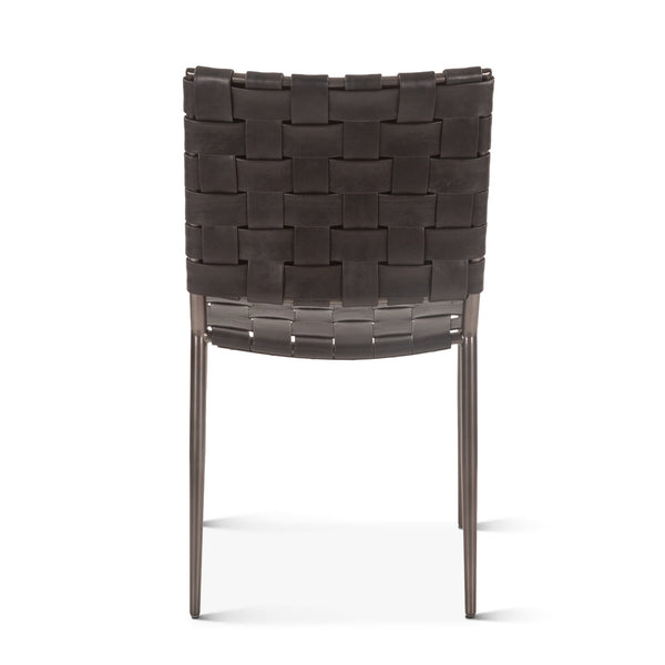 Copenhagen 18" Buffalo Leather and Iron Dining Chair, Black