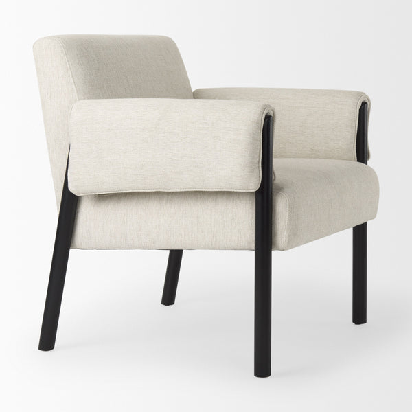 Ashton Beige Twill Fabric w/ Black Wood Accent Chair