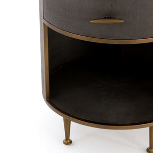 Shagreen Round Nightstand-Antique Brass