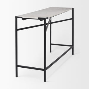 Lucas 50 X 16 X 30 White Marble Top Black Metal Frame Console Table