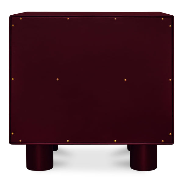 Moe's Jolene Nightstand in Deep Red with Shelf