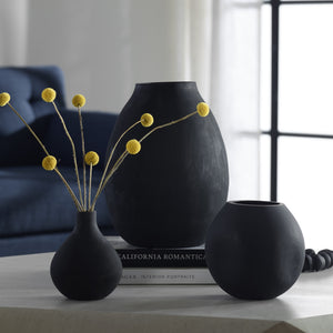 Hearth Matte Black Vases, Set/3