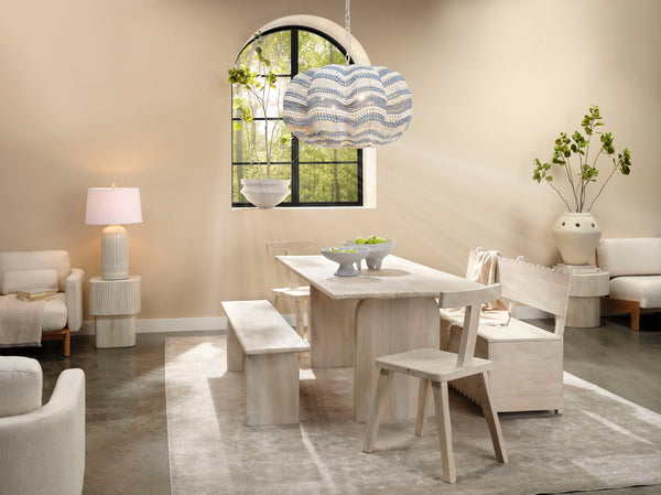 Clamshell Wood Beaded 4-Light Chandelier