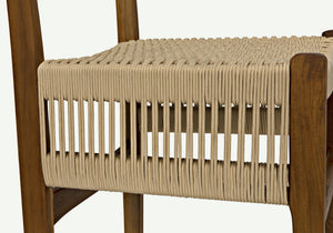 Shagira Teak Chair with Flat Clear Coat and Woven Rope Seat